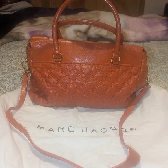 Marc Jacobs Rudi Baroque Quilted Satchel Shoulder Bag Mandarin Leather